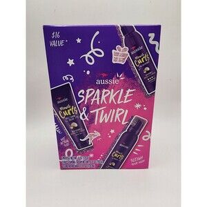 Aussie Curly Hair Sparkle &Twirl Gift Set Mousse Curl Refresher Taming Cream NIB